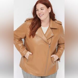 Lane Bryant Women's Camel Leather Jacket